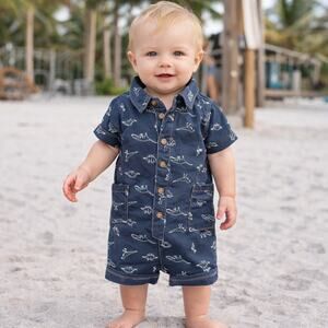 Tommy Bahama Baby Dinosaur Romper Navy Boys 3–6 Months One Piece